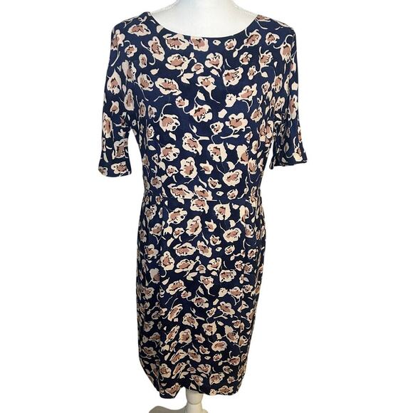 Boden navy floral  sheath lined elbow length sleeves lined dress size 6R - Picture 1 of 6